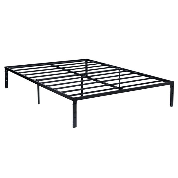 Queen Size Bed Frame Base Platform Black Metal Mattress Foundation with Storage 207x152x36CM 