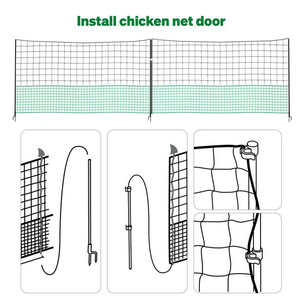 Chicken Coop Cage Run Pen Hen Chook House Fence Poultry Enclosure Hutch Mesh Net Netting Habitat Farm Yard Fencing 5000x125CM