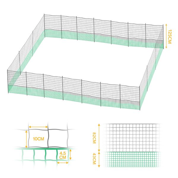 Chicken Coop Cage Run Pen Hen Chook House Fence Poultry Enclosure Hutch Mesh Net Netting Habitat Farm Yard Fencing 5000x125CM