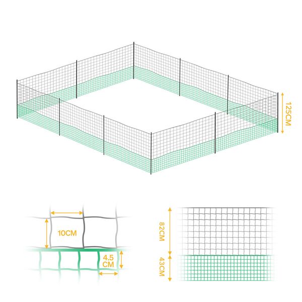 Chicken Coop Cage Pen Run Hen House Chook Fence Poultry Enclosure Mesh Net Hutch Habitat Netting Yard Farm Fencing 3000x125CM