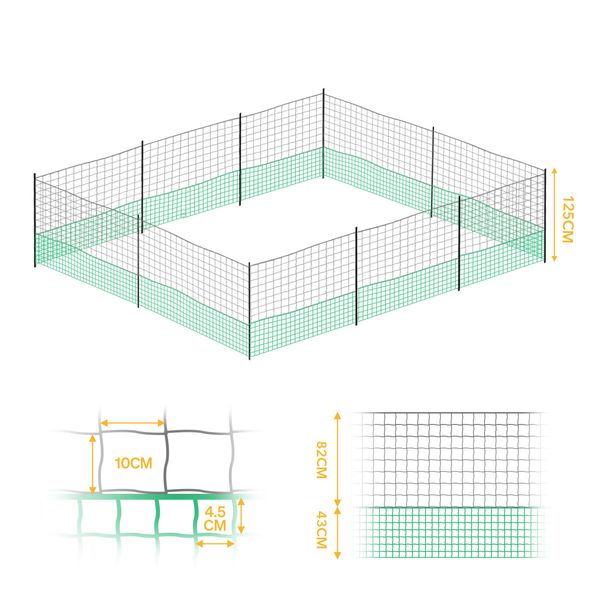 Chicken Coop Run Pen Cage Hen Chook House Fence Enclosure Poultry Mesh Net Hutch Habitat Netting Yard Farm Fencing 2100x125CM