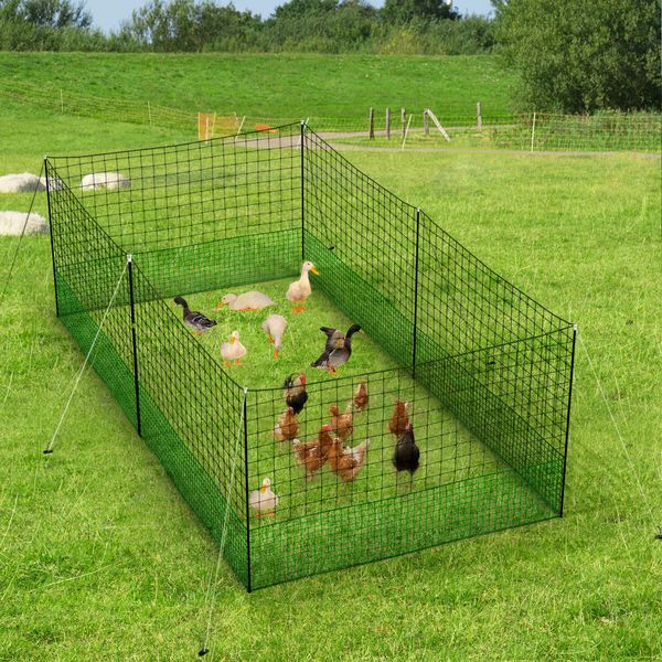 Chicken Run Coop Cage Hen House Chook Pen Fence Enclosure Mesh Net Hutch Habitat Poultry Netting Yard Farm Fencing 1200X125CM