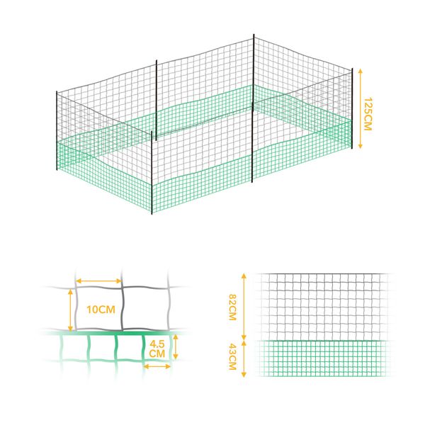 Chicken Run Coop Cage Hen House Chook Pen Fence Enclosure Mesh Net Hutch Habitat Poultry Netting Yard Farm Fencing 1200X125CM