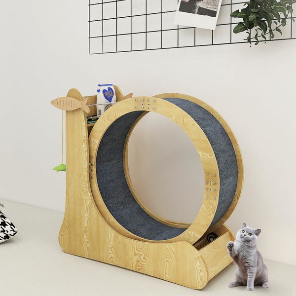 Cat Exercise Wheel Toy Running Exerciser Treadmill Furniture Scratcher Board Roller Play Gym Sports Equipment with Carpet Runway