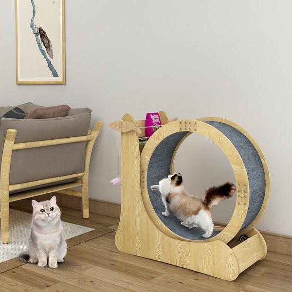 Cat Exercise Wheel Toy Running Exerciser Treadmill Furniture Scratcher Board Roller Play Gym Sports Equipment with Carpet Runway