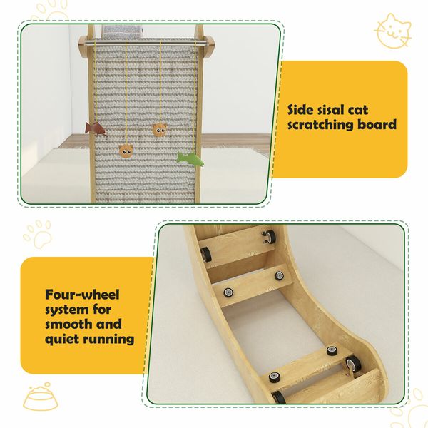 Cat Exercise Wheel Toy Running Exerciser Treadmill Furniture Scratcher Board Roller Play Gym Sports Equipment with Carpet Runway