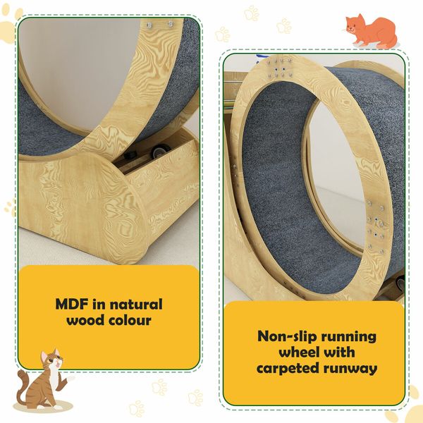 Cat Exercise Wheel Toy Running Exerciser Treadmill Furniture Scratcher Board Roller Play Gym Sports Equipment with Carpet Runway