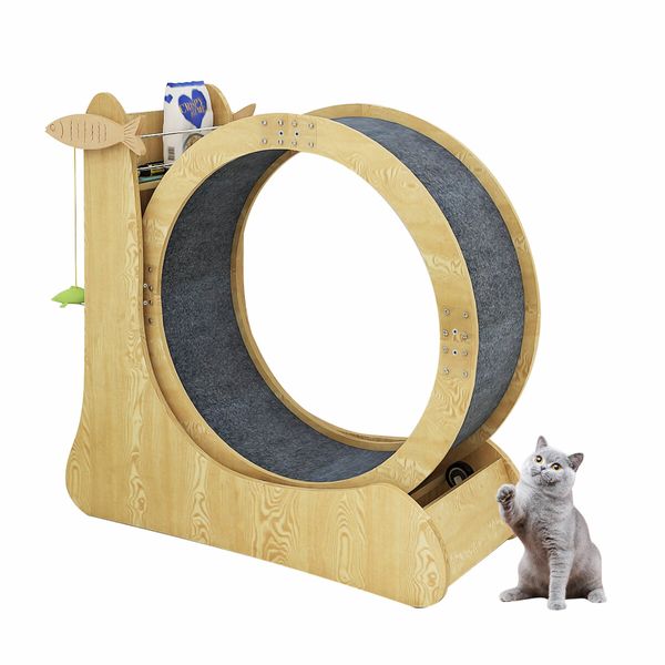 Cat Exercise Wheel Toy Running Exerciser Treadmill Furniture Scratcher Board Roller Play Gym Sports Equipment with Carpet Runway