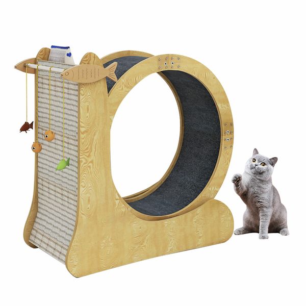 Cat Exercise Wheel Toy Running Exerciser Treadmill Furniture Scratcher Board Roller Play Gym Sports Equipment with Carpet Runway