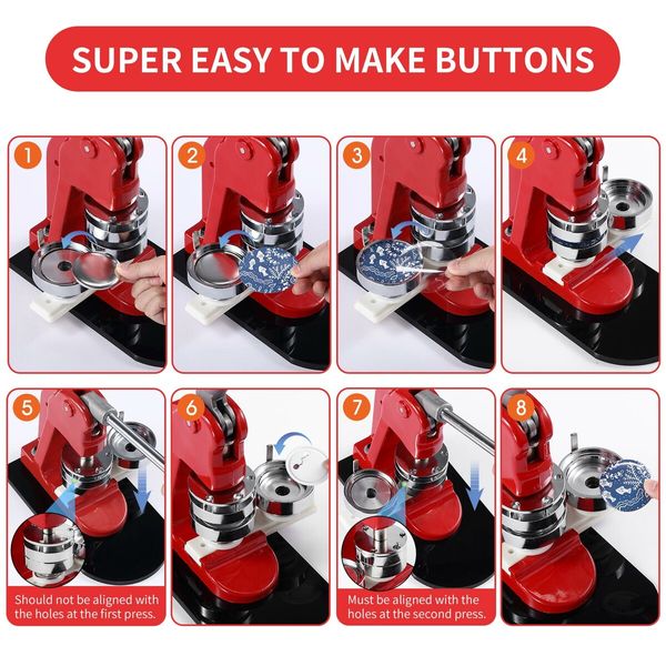 Button Badge Maker Machine Kit DIY Pin Press 58mm 500 Buttons Making Supplies Paper Cutter Metal Shell Pin Back Clear Cover PVC Film