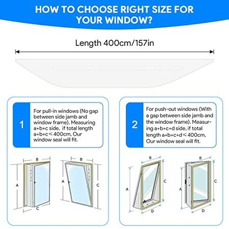 Portable Air Conditioner Universal Window Seal Kit Hot Air Stop Air Exchange Guards with Zip and Adhesive Fastener 4M