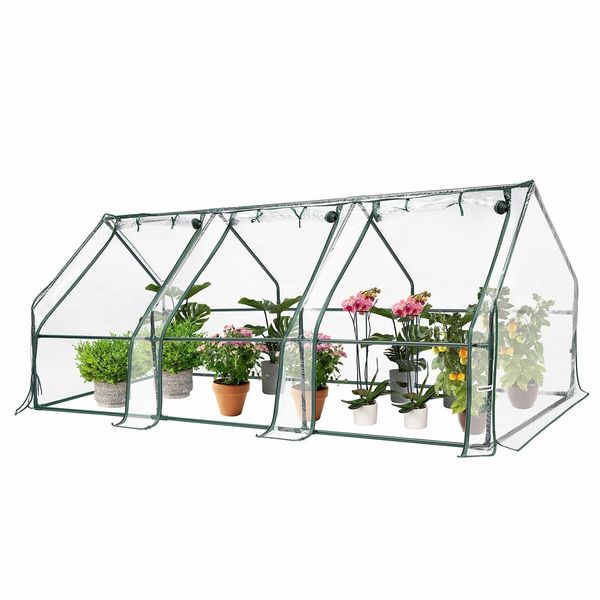 Mini Portable Green House PE Cover, Waterproof UV Protected Reinforced Cloche Indoor Outdoor Green House 120x60x60cm