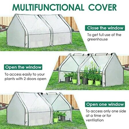 Mini Portable Green House PE Cover, Waterproof UV Protected Reinforced Cloche Indoor Outdoor Green House 120x60x60cm