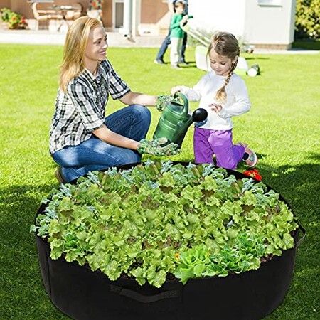 100 Gallon Round Fabric Raised Planting Bed Thicken Non-Woven Garden Veggie Grow Bag Fabric Garden  for Garden Plant Vegetable Flower Herb Growing