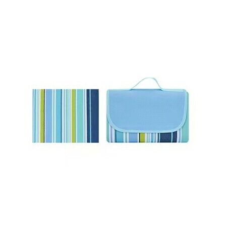 Beach Blanket Outdoor Picnic Blanket Mat 200x145cm Lightweight Folding Camping Portable Travel   Blue Line