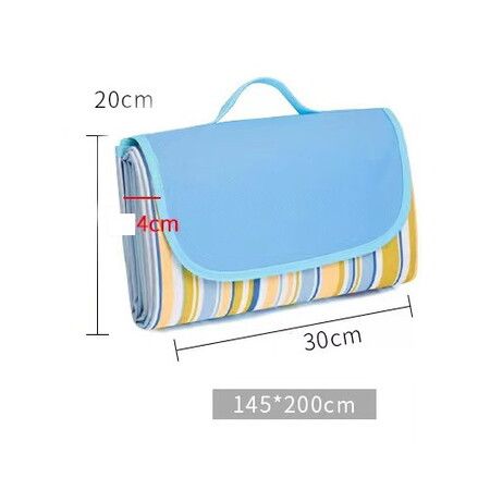 Beach Blanket Outdoor Picnic Blanket Mat 200x145cm Lightweight Folding Camping Portable Travel   Blue Line