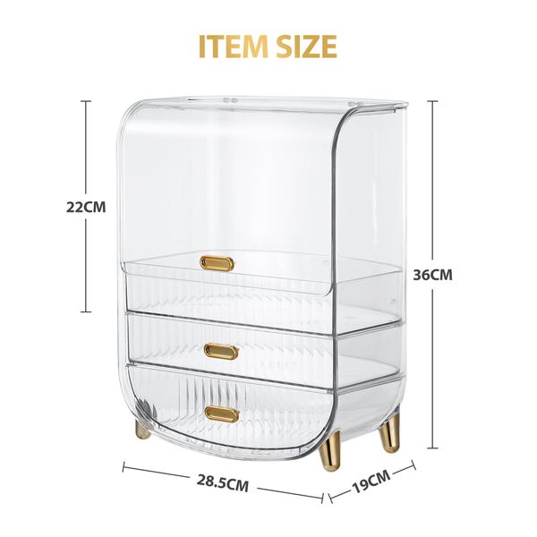 Makeup Storage Organiser Cosmetics Case Large Holder Jewellery Box Vanity Drawers Organizer Stand Transparent Portable 28.5x19x36cm