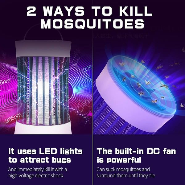 Portable USB Electronic Rechargeable Mosquito Fly Killer Lamp/Bug Zapper for Summer Trip,Outdoor Camping,Patio,Home