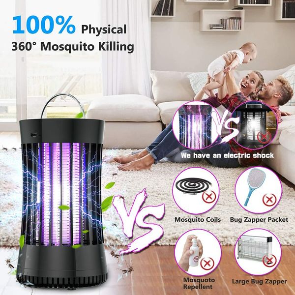 Portable USB Electronic Rechargeable Mosquito Fly Killer Lamp/Bug Zapper for Summer Trip,Outdoor Camping,Patio,Home(Black)