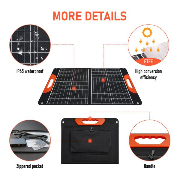 Portable Solar Panel Off Grid Charger Camping System Folding for Generator Homes Caravan RV Power Station Foldable USB DC Output 