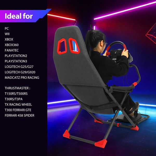 Racing Simulator Wheel Stand Sim Steering Gaming Foldable Adjustable Seat Cockpit Xbox Logitech Thrustmaster PS2 PS3