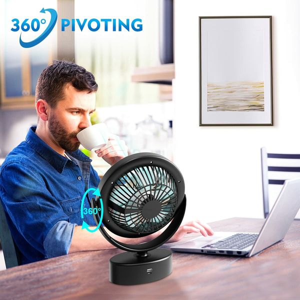 Camping Fan with LED Lights Rechargeable Battery Operated Portable Tent Fan with Retractable Hook for Camping Fishing Picnic