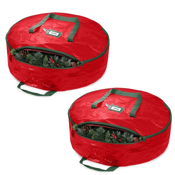 76X20cm Water Resistant Fabric Storage Dual Zippered Bag for Holiday Artificial Christmas Wreaths