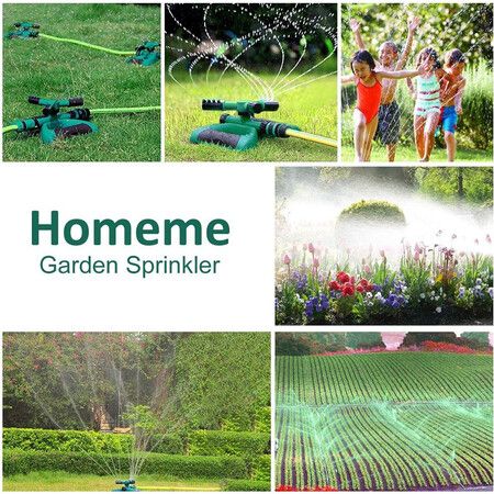 Automatic 360 Rotation Adjustable Large Area Patio Sprinkler System, Oscillating Watering Sprinkler Easy Hose Connection