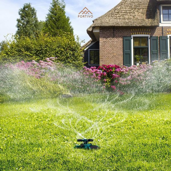 Automatic 360 Rotation Adjustable Large Area Patio Sprinkler System, Oscillating Watering Sprinkler Easy Hose Connection