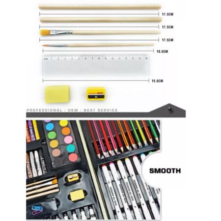 138pcs Crayons Oil Pastels Assorted Washable Marker Colored Pencils Art Painting  Wooden case Set Kids