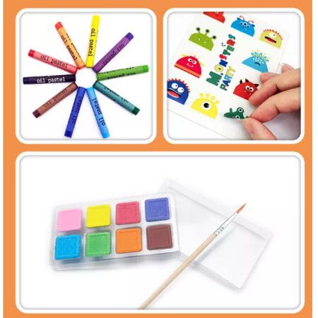 59pcs Crayons Oil Pastels Assorted Washable Marker Colored Pencils Art Painting Carton Set Kids