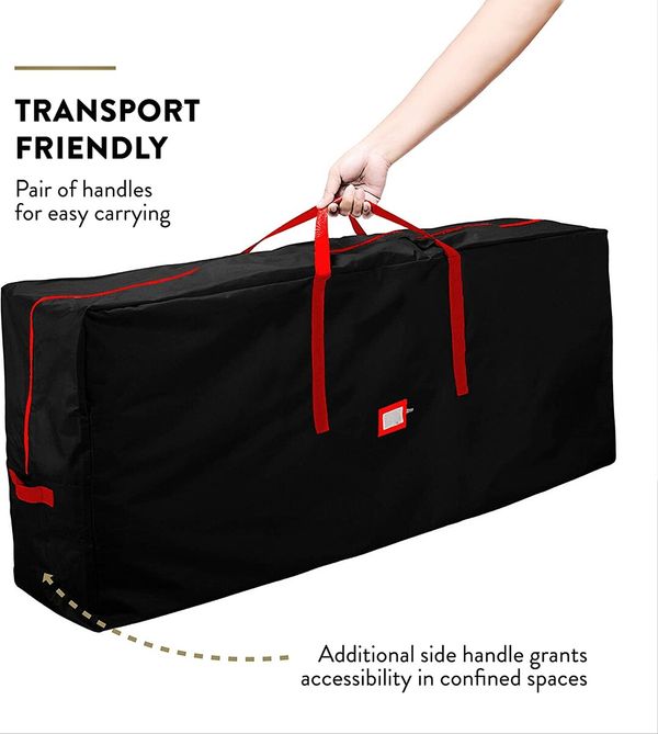 Christmas Tree Storage Bag Waterproof Durable Dual Zipper Reinforced Handles Black Large Tree 165 x 38 x 76cm Black