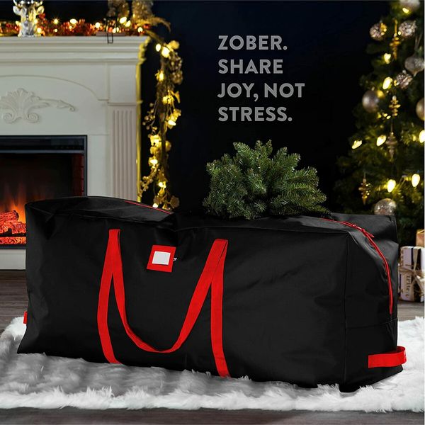 Christmas Tree Storage Bag Waterproof Durable Dual Zipper Reinforced Handles Black Large Tree 165 x 38 x 76cm Black