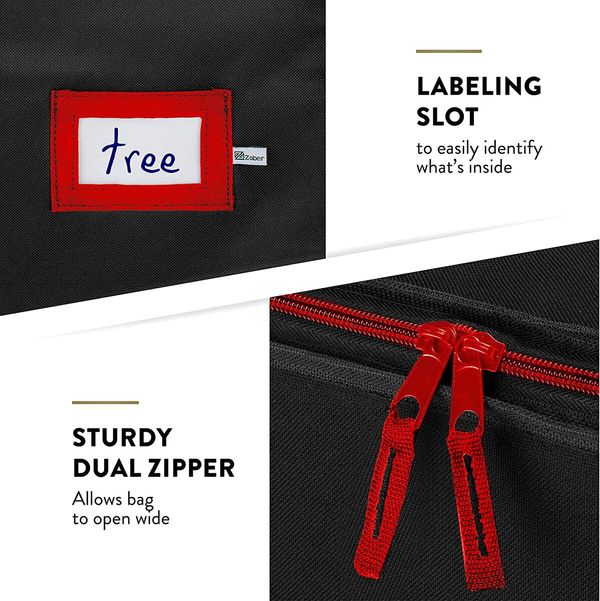 Christmas Tree Storage Bag Waterproof Durable Dual Zipper Reinforced Handles Black Large Tree 165 x 38 x 76cm Black