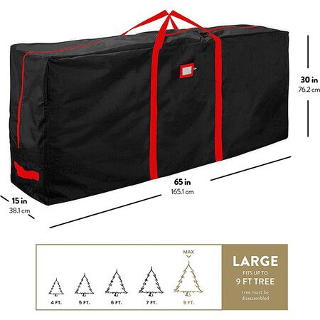 Christmas Tree Storage Bag Waterproof Durable Dual Zipper Reinforced Handles Black Large Tree 165 x 38 x 76cm Black
