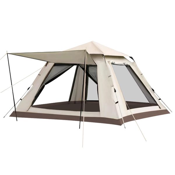 5 Person Camping Tent Pop Up Family Instant Party Beach Sun Shade Shelter Waterproof Outdoor Hiking Picnic 265x265x190cm Creamy White