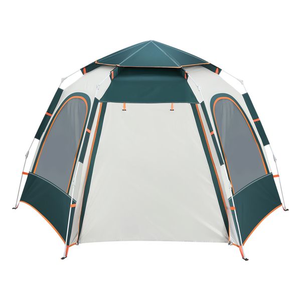 5 Person Camping Tent Instant Pop Up Beach Shelter Sun Shade Hiking Family Party Picnic Outdoor Waterproof 270x230x155cm Green White