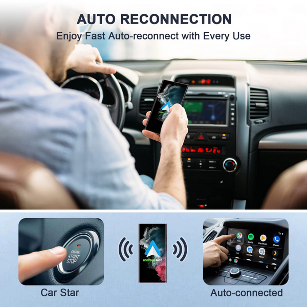 Android Auto Wireless Adapter for OEM Factory Wired Android Auto Cars Plug & Play Easy Setup AA Wireless Android Auto Dongle