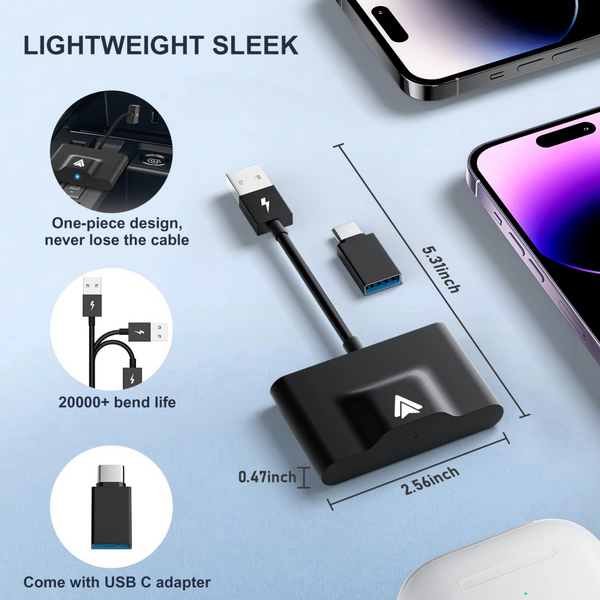 Android Auto Wireless Adapter for OEM Factory Wired Android Auto Cars Plug & Play Easy Setup AA Wireless Android Auto Dongle