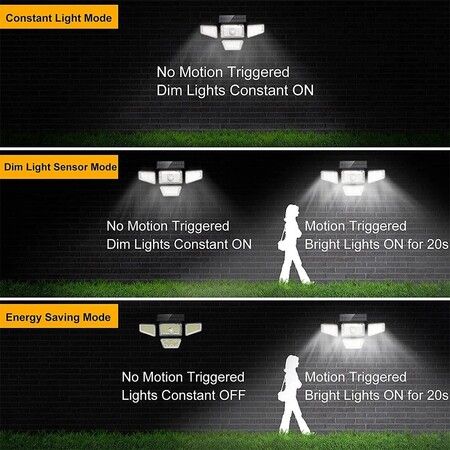 Solar Lights Outdoor Motion Sensor 4 Heads 270 LED Super Bright Waterproof Security Lights for Outside Patio Porch Yard Entryways