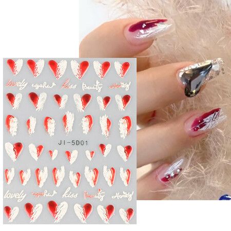 8pcs 5D Simple Flower Nail Decals Embossed Nail Art Supplies Elegant Wedding Design Adhesive Manicure