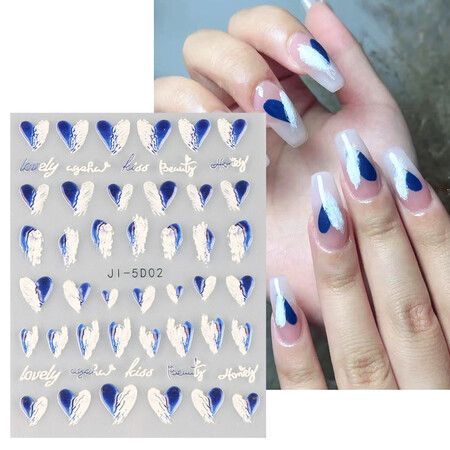 8pcs 5D Simple Flower Nail Decals Embossed Nail Art Supplies Elegant Wedding Design Adhesive Manicure