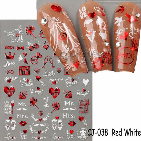 8pcs Sheets Nail Art Stickers Decals Self-Adhesive  Holiday Xmas Snowflake Nail Art Manicure