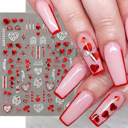 8pcs Sheets Nail Art Stickers Decals Self-Adhesive  Holiday Xmas Snowflake Nail Art Manicure