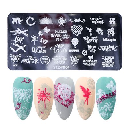 10pcs Stamping Plates Set Heart Love Valentines Day Spring Summer Flowers Leaves Marble Butterfly Nail Stamping Plate Nail Stamp Manicure