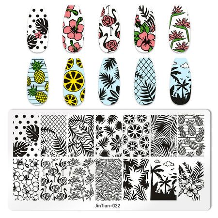 9pcs Stamping Plates Set Heart Love Valentines Day Spring Summer Flowers Leaves Marble Butterfly Nail Stamping Plate Nail Stamp Manicure