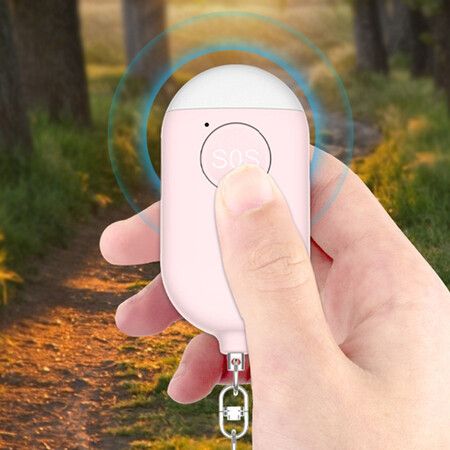 Loud Sound Personal Alarm 130 dB Safety Emergency Siren Keychain with Flashlight Color Pink