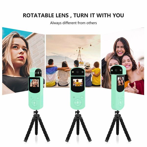 360 Degree Hand-Held Action Camera, D2 Hand-Held DV HD 1080P Action camera Video recording Sports DV Camera MP3 (Green)