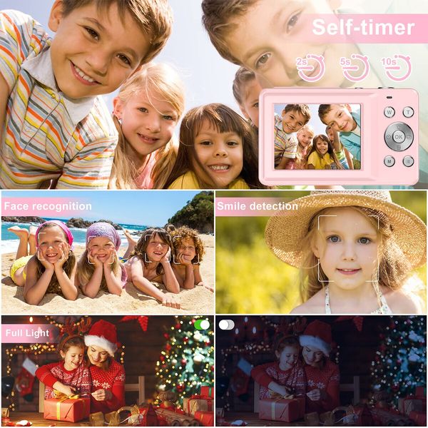 Digital Camera,FHD 1080P Digital Camera for Kids Video Camera with 16X Digital Zoom,Compact Point and Shoot Camera Portable Small Camera for Teens Students Boys Girls Seniors (Pink)