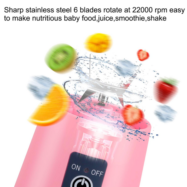 Portable Blender, Portable Blender for Shakes and Smoothies with USB Rechargeable, 6-Point Stainless Steel Blades for Gym,Office,Traveling (Pink)